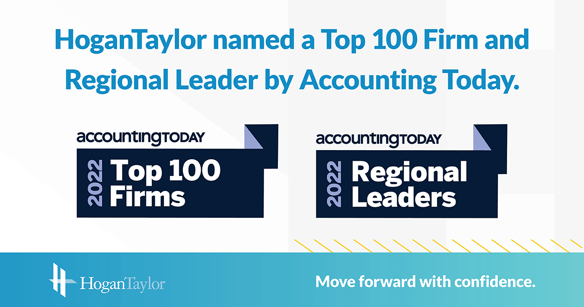 HoganTaylor Recognized as Top 100 Firm by Accounting Today